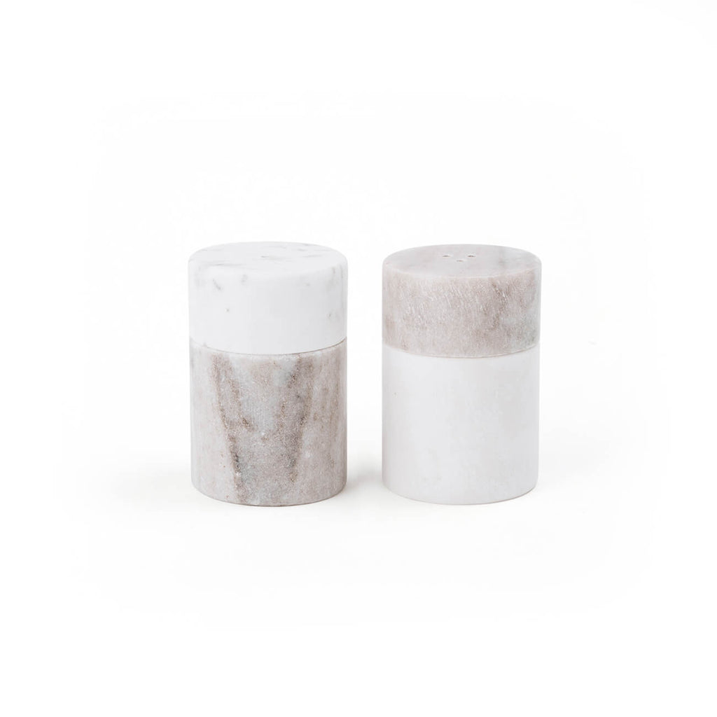 Marble Salt & Pepper Set, White/Natural - Side Serve Shop, Perth WA