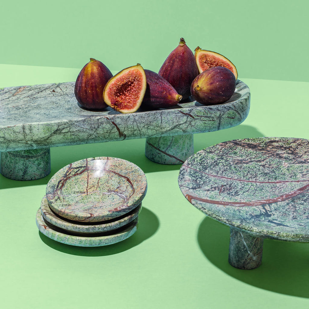 Chiara marble round trinket tray - Green | Luxury marble serving trays & platters, Perth WA