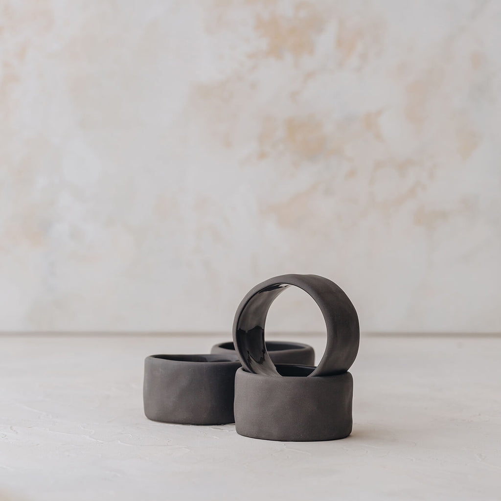 Flax Napkin Ring - Charcoal | Handmade tableware & napkin holders, Perth WA