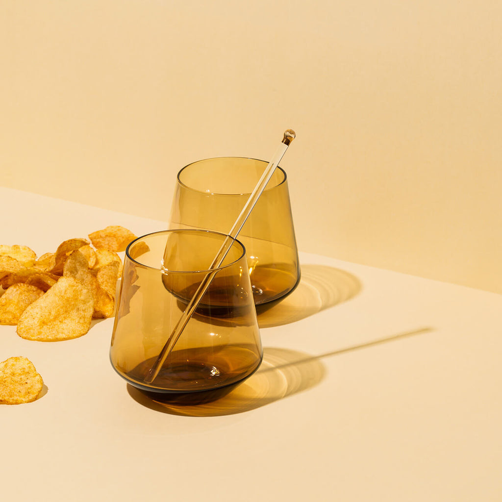 Drinking Tumbler made from amber brown coloured glass 390ml - Statement Glassware & Barware Perth WA