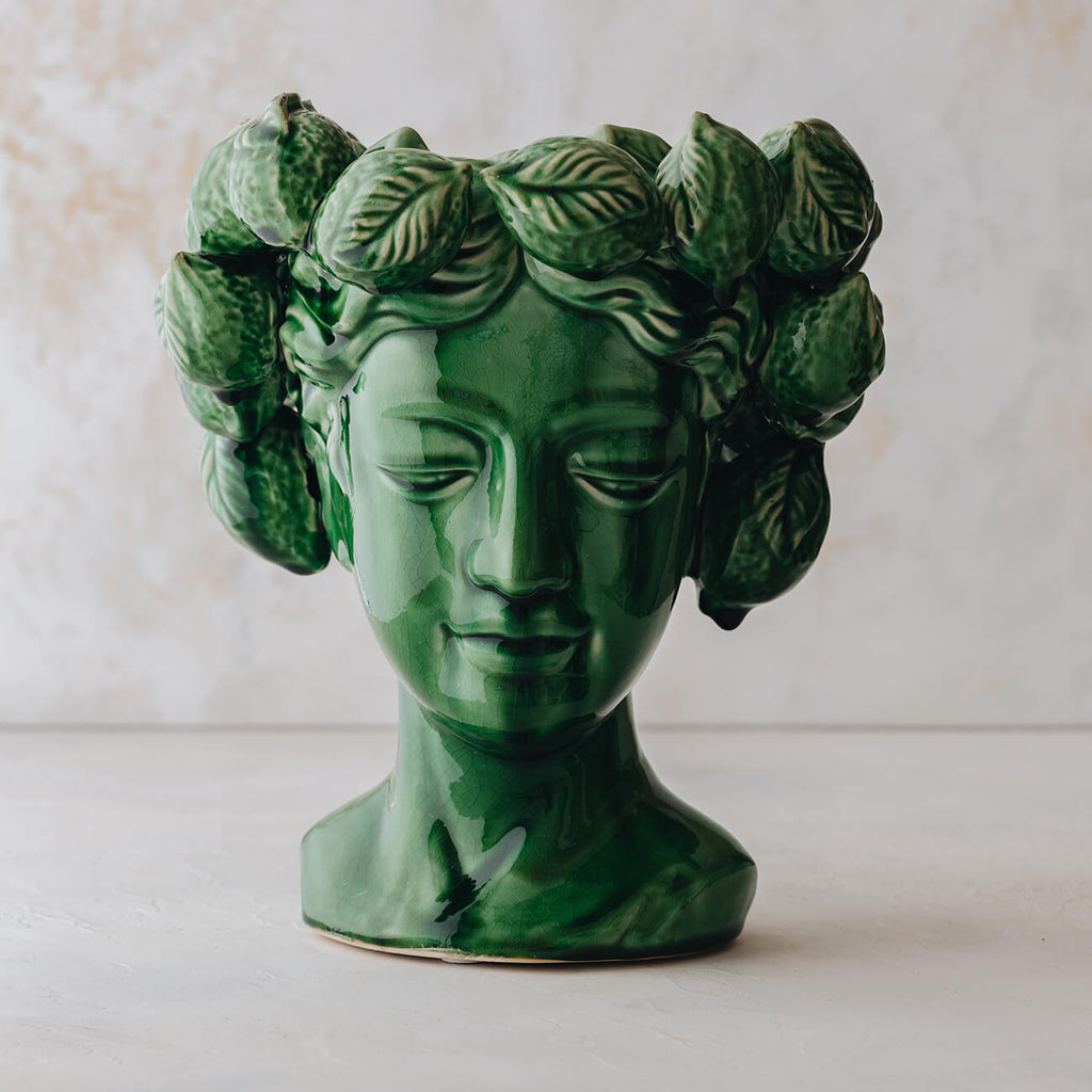 Lemon head lady vase - green | Statement table decor & table styling, Perth WA