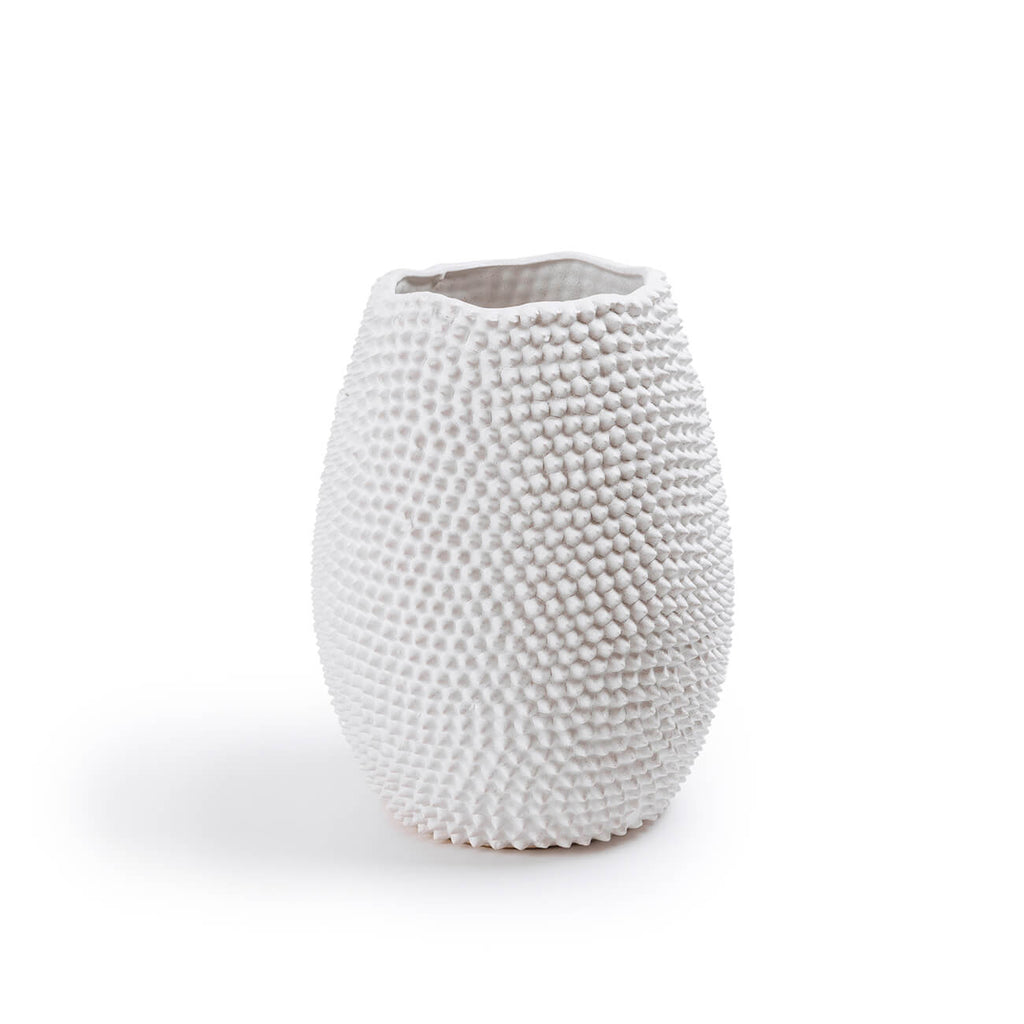Large white urchin inspired ceramic vase 25x33cmH - Statement Table Decor & Styling - Perth WA