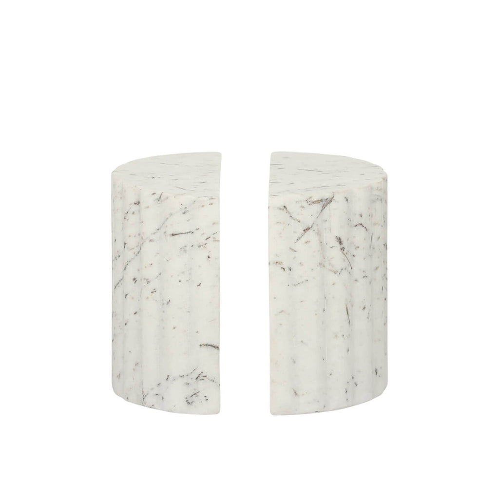Set of 2 Strie White Marble Bookends with Grey Veining/Detail - 14cm, Table styling & decor items - Side Serve Tableware Shop, Perth WA