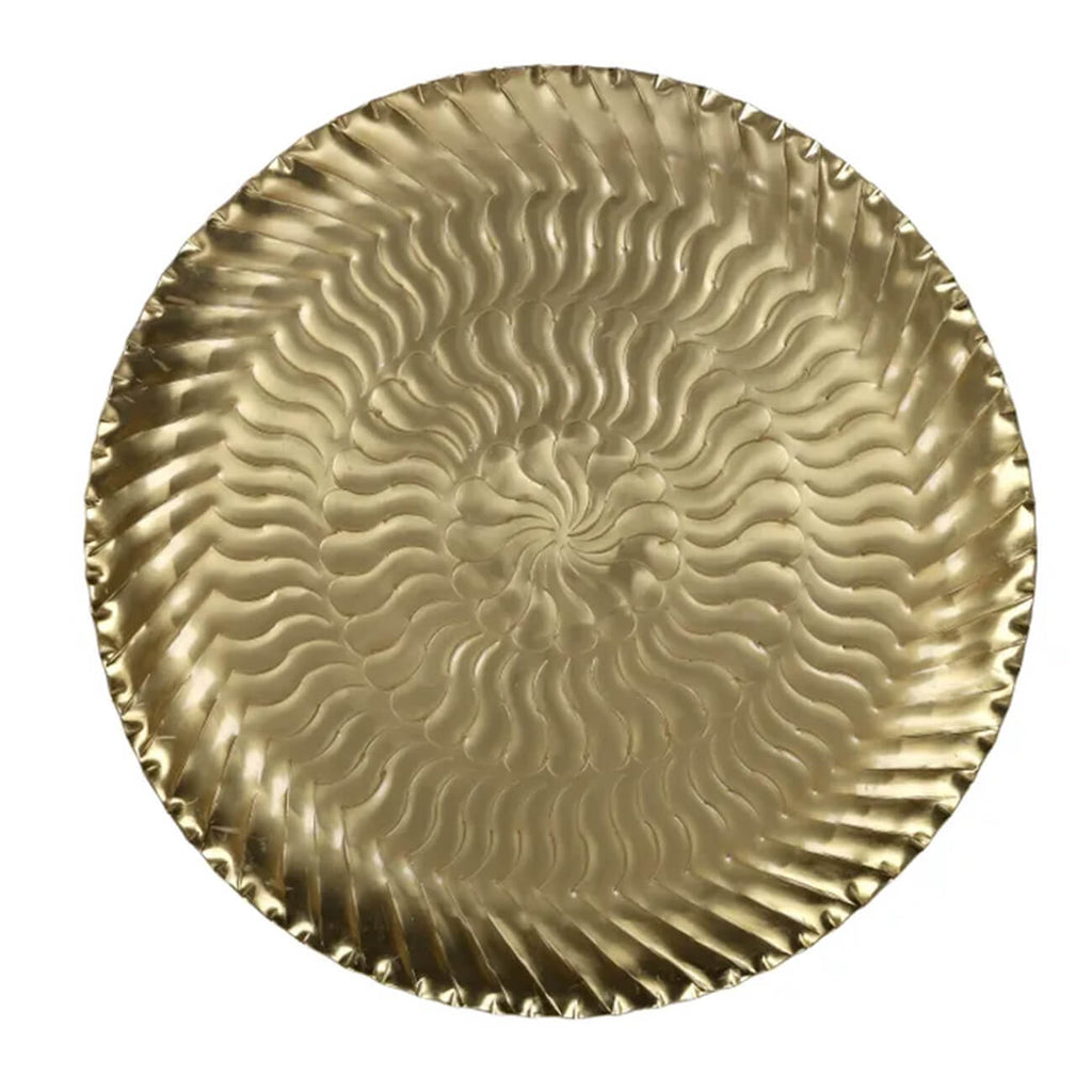 Corfu Gold Metal Serving Platter 50cm wth wave etched detailing - Serving Ware & Serving Platters, Side Serve Tableware Hire & Shop, Perth WA