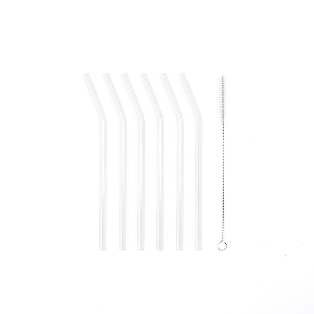 Reusable bent glass straw set - clear | Statement drinkware, Perth WA